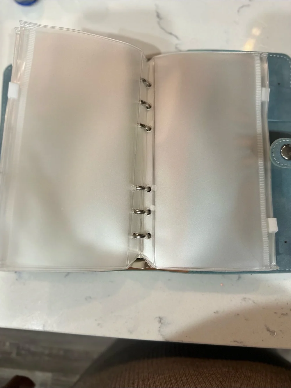 Blue Tablet Folio Case with Snap Closure and 12 ziploc envelopes